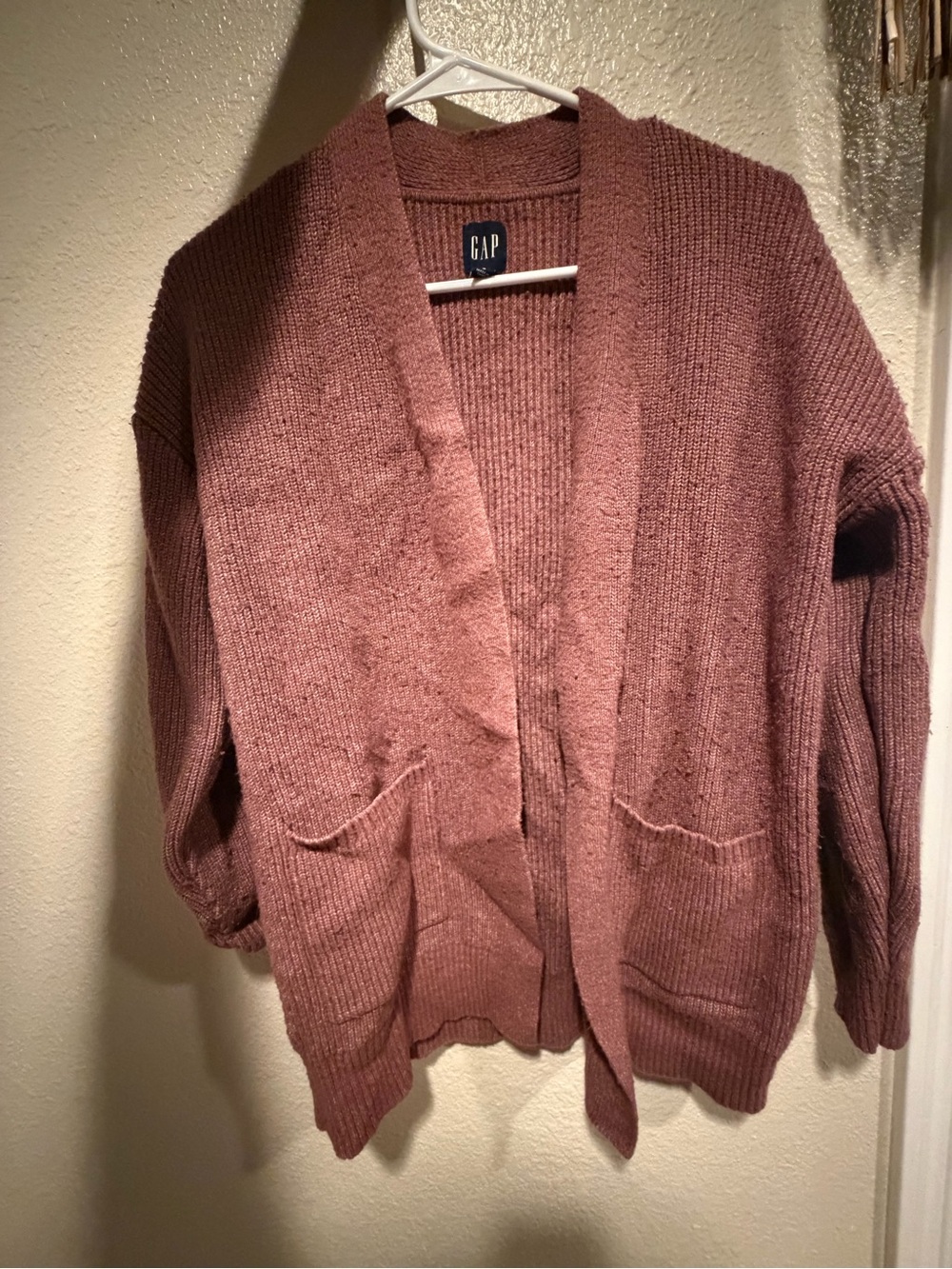 GAP Women's Open-Front Cardigan Sweater in Dusty Rose